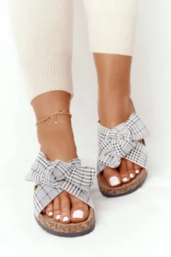 Klapki Na Korkowej Podeszwie Vinceza 20-30105 Szare W Kratę