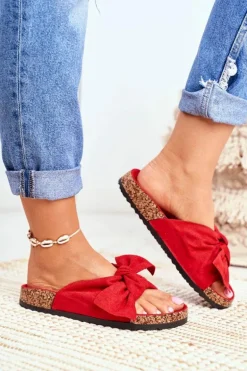 Klapki Na Korkowej Podeszwie Czerwone Wendy