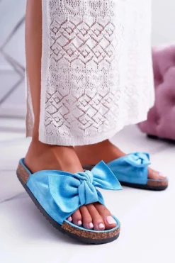 Klapki Na Korkowej Podeszwie Niebieskie Wendy