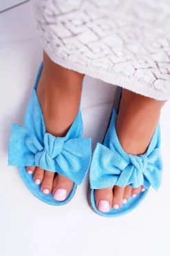 Klapki Na Korkowej Podeszwie Niebieskie Wendy