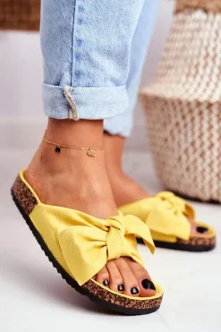 Klapki Na Korkowej Podeszwie Żółte Wendy