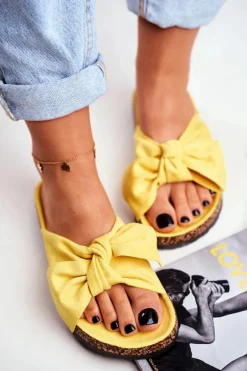 Klapki Na Korkowej Podeszwie Żółte Wendy