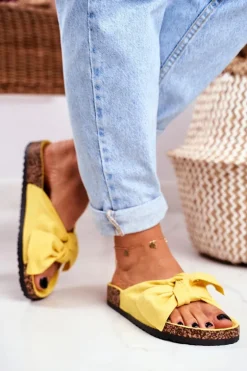 Klapki Na Korkowej Podeszwie Żółte Wendy