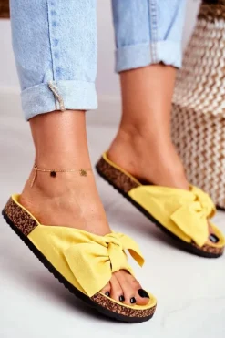 Klapki Na Korkowej Podeszwie Żółte Wendy
