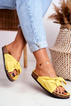 Klapki Na Korkowej Podeszwie Żółte Wendy