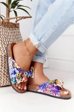 Klapki Na Korkowej Podeszwie Białe W Kwiaty Wendy