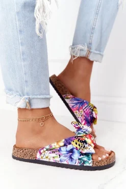 Klapki Na Korkowej Podeszwie Białe W Kwiaty Wendy