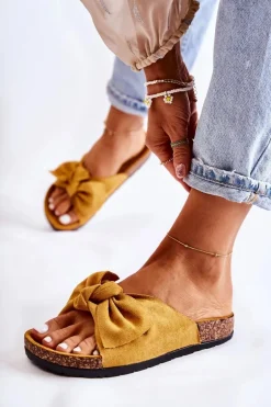 Klapki Na Korkowej Podeszwie Ciemne Żółte Wendy