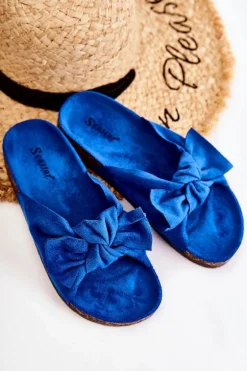 Klapki Na Korkowej Podeszwie Ciemnoniebieskie Wendy