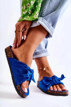 Klapki Na Korkowej Podeszwie Ciemnoniebieskie Wendy