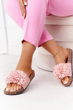 Klapki Na Korkowej Podeszwie Różowe Flowerbomb