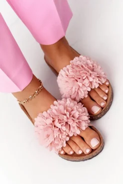 Klapki Na Korkowej Podeszwie Różowe Flowerbomb