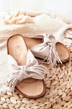 Klapki Na Korkowej Podeszwie Beżowe Taryne