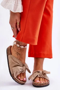 Klapki Na Korkowej Podeszwie Ciemnobeżowe Wendy