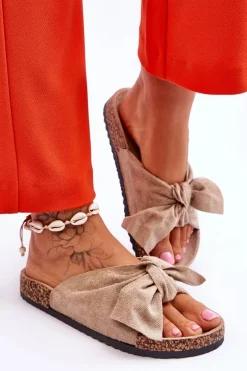 Klapki Na Korkowej Podeszwie Ciemnobeżowe Wendy