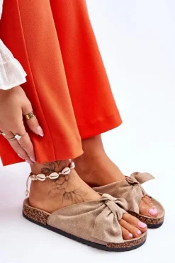 Klapki Na Korkowej Podeszwie Ciemnobeżowe Wendy