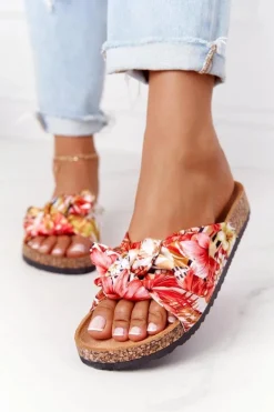 Klapki Na Korkowej Podeszwie Żółte W Kwiaty Wendy