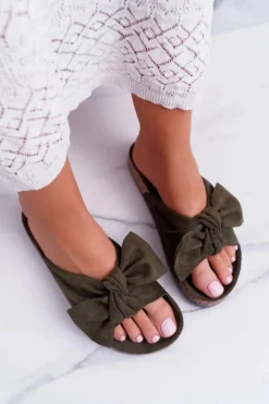 Klapki Na Korkowej Podeszwie Ciemnozielone Wendy