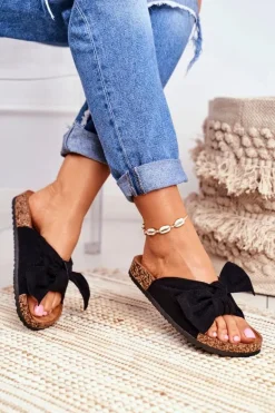 Klapki Na Korkowej Podeszwie Czarne Wendy