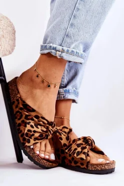 Klapki Na Korkowej Podeszwie Brązowo-Czarne Wendy