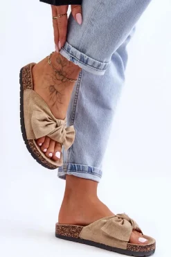 Klapki Na Korkowej Podeszwie Jasnobeżowe Wendy