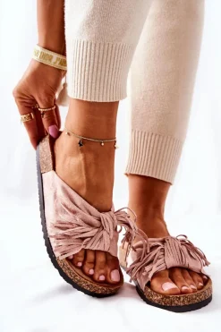 Klapki Na Korkowej Podeszwie Różowe Taryne