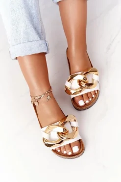 Klapki Na Korku Z Łańcuchem Białe Last Dance