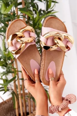 Klapki Na Korku Z Łańcuchem Różowe Last Dance