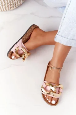 Klapki Na Korku Z Łańcuchem Różowe Last Dance