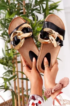 Klapki Na Korku Z Łańcuchem Czarne Last Dance