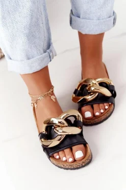 Klapki Na Korku Z Łańcuchem Czarne Last Dance