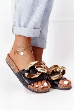 Klapki Na Korku Z Łańcuchem Czarne Last Dance