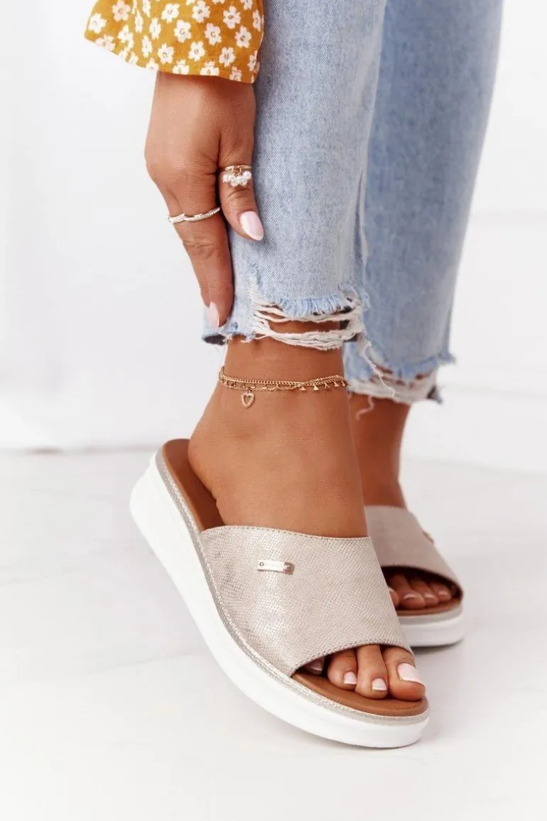 Klapki Na Koturnie Sergio Leone SK042 Złote