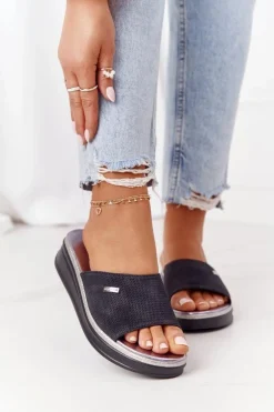 Klapki Na Koturnie Sergio Leone SK042 Czarne