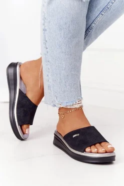 Klapki Na Koturnie Sergio Leone SK042 Czarne