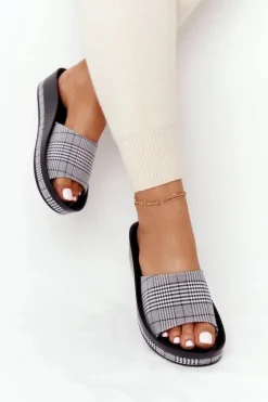 Klapki Na Koturnie Vinceza 21-17113 Szare W Kratę