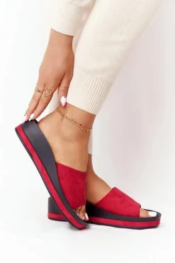 Klapki Na Koturnie Vinceza 21-17113 Czerwone