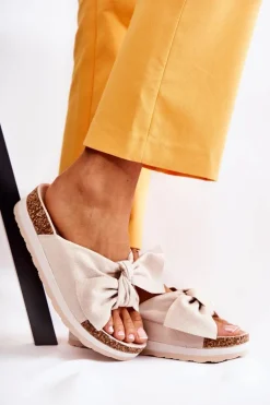 Klapki Na Platformie Beżowe So Comfy