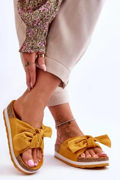 Klapki Na Platformie Żółte So Comfy