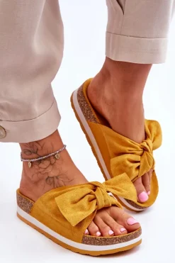 Klapki Na Platformie Żółte So Comfy