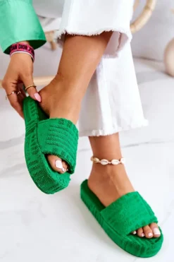Klapki Papcie Na Platformie Zielone Lilly