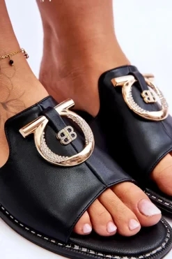 Klapki Skórzane Comfort Shoes S.Barski KV-2775-32 Czarne