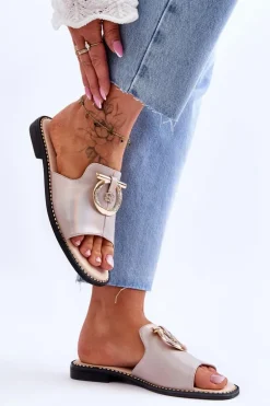 Klapki Skórzane Comfort Shoes S.Barski KV-2775-32 Nude