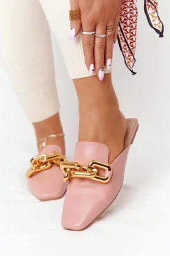 Klapki Z Cholewką I Łańcuchem Różowe Call On Me