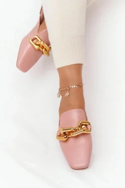 Klapki Z Cholewką I Łańcuchem Różowe Call On Me