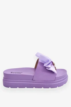 Klapki Z Kokardą I Ozdobnym Misiem Fioletowe Suzy