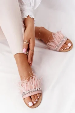 Klapki Z Piórami Lu Boo Różowe