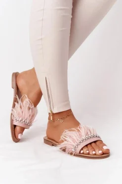 Klapki Z Piórami Lu Boo Różowe