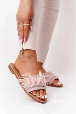 Klapki Z Piórami Lu Boo Różowe