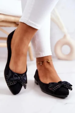 Klasyczne Baleriny Kokarda Czarne Grayson